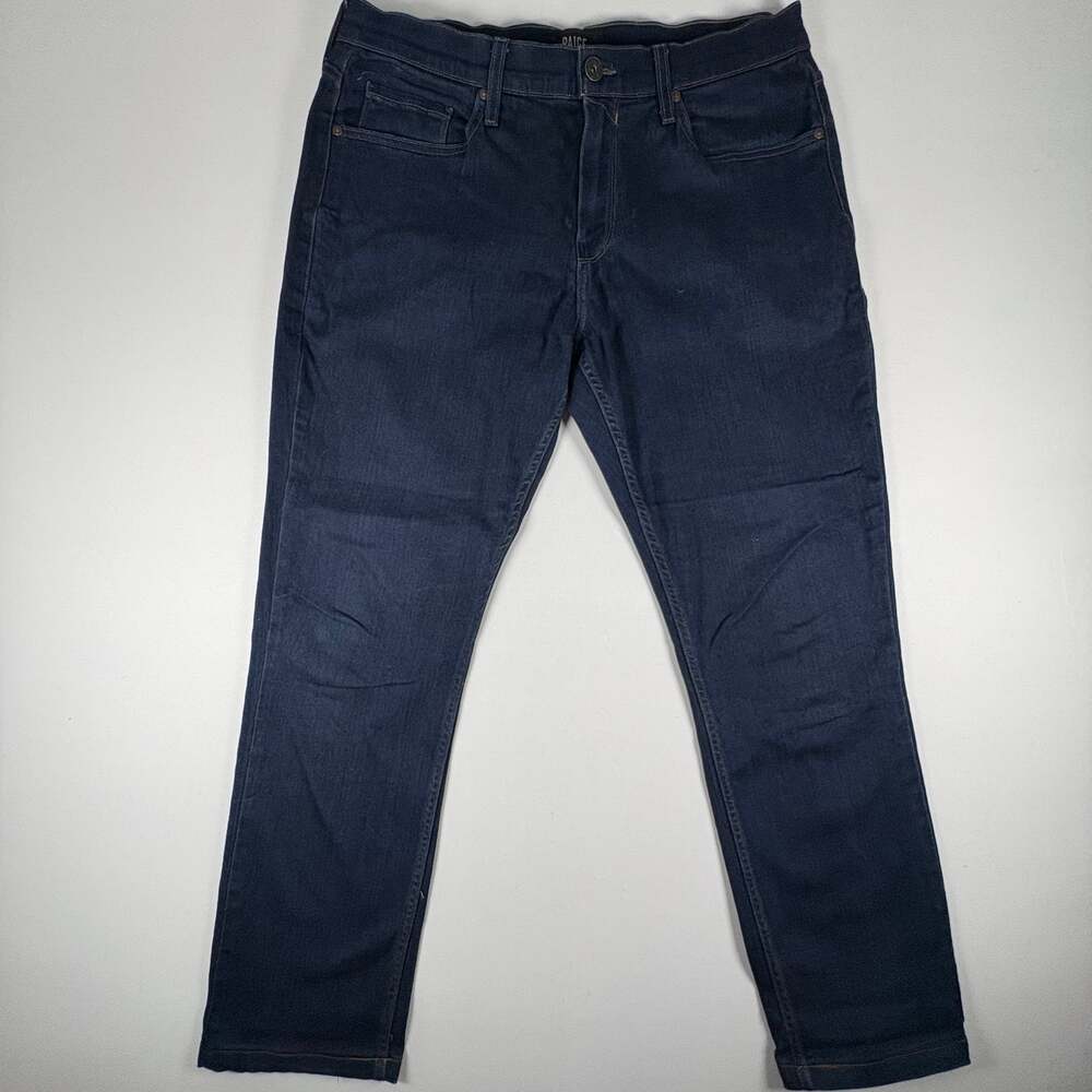 PAIGE Women's USA Made Jeans Dark Wash Slim Straight Skinny High Mid Rise 34x28